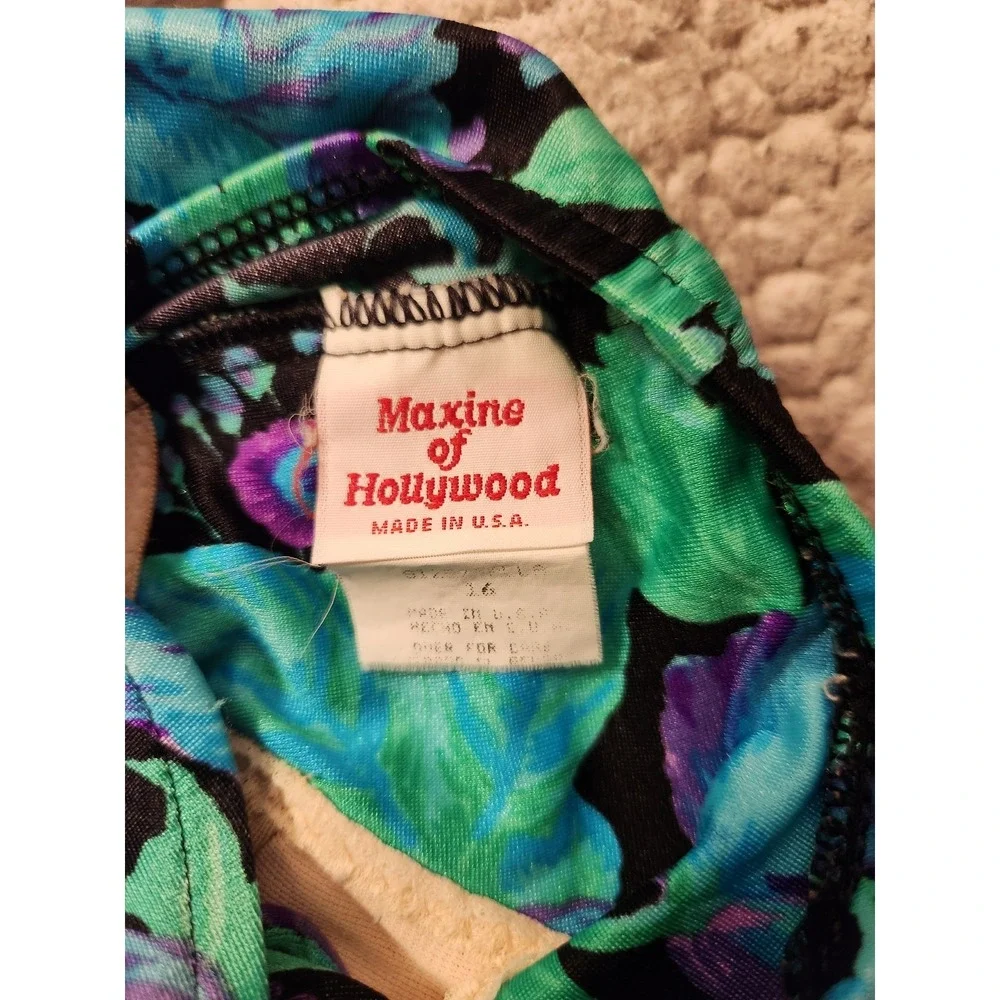90s Blue, Green, and Purple Floral One Piece Swimsuit